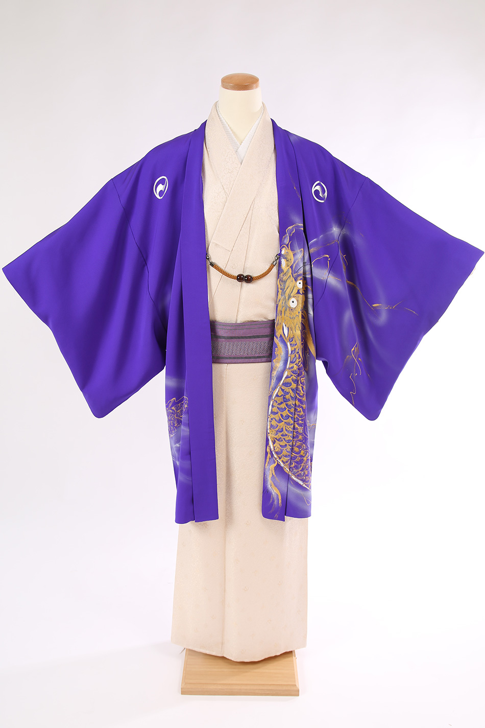 オリジナルアンサンブル着物 羽織No.7×長着No.10】手描き龍×オフ