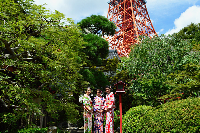 東京タワーと庭園が絶景