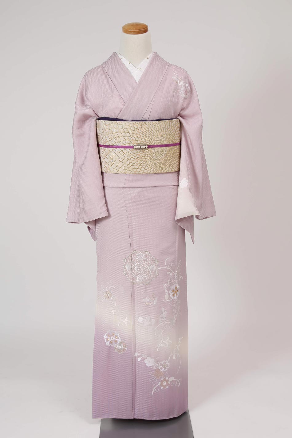訪問着 【No.z-319】紫色・華紋柄の蘇州刺繍 | 東京・銀座で着物 