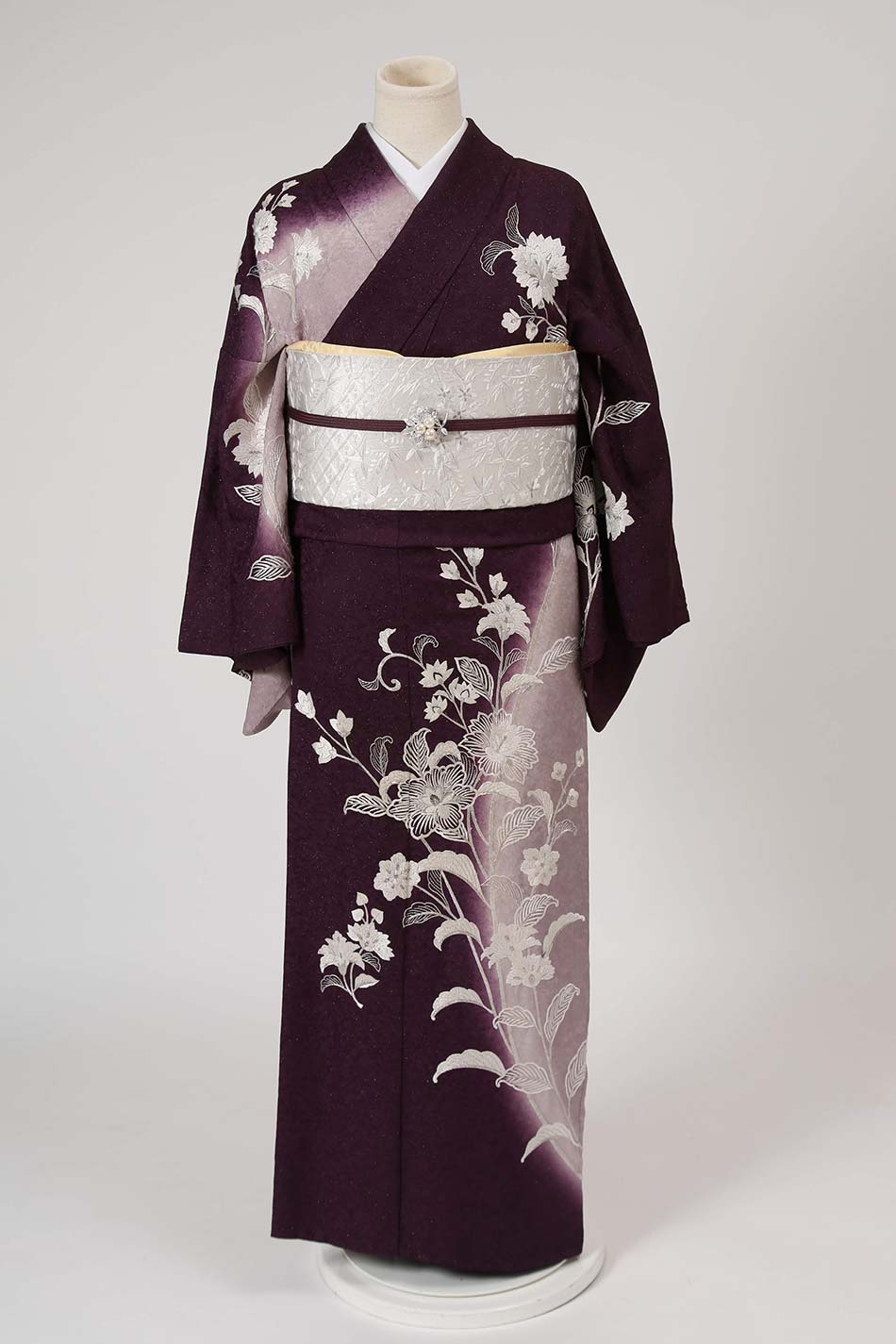 訪問着【 No.z-323】紫色のぼかし染・洋花 | 東京・銀座で着物 